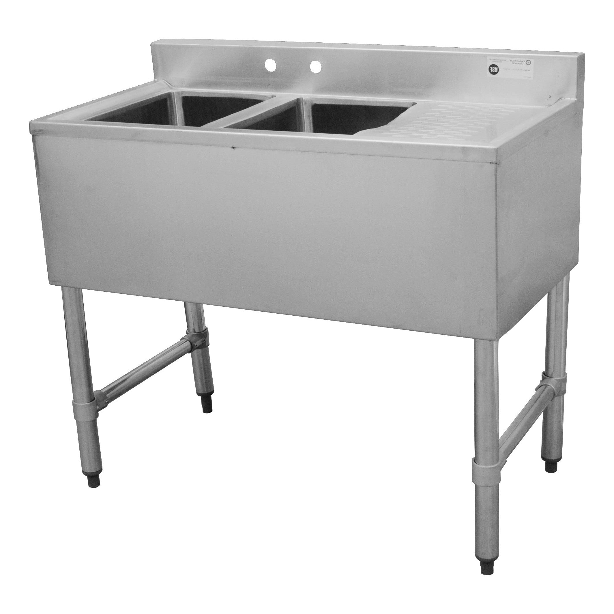 Sinks - 36" Bar Sink 2 Bowl - Dimensions: 36"W x 18.75"D x 33"H