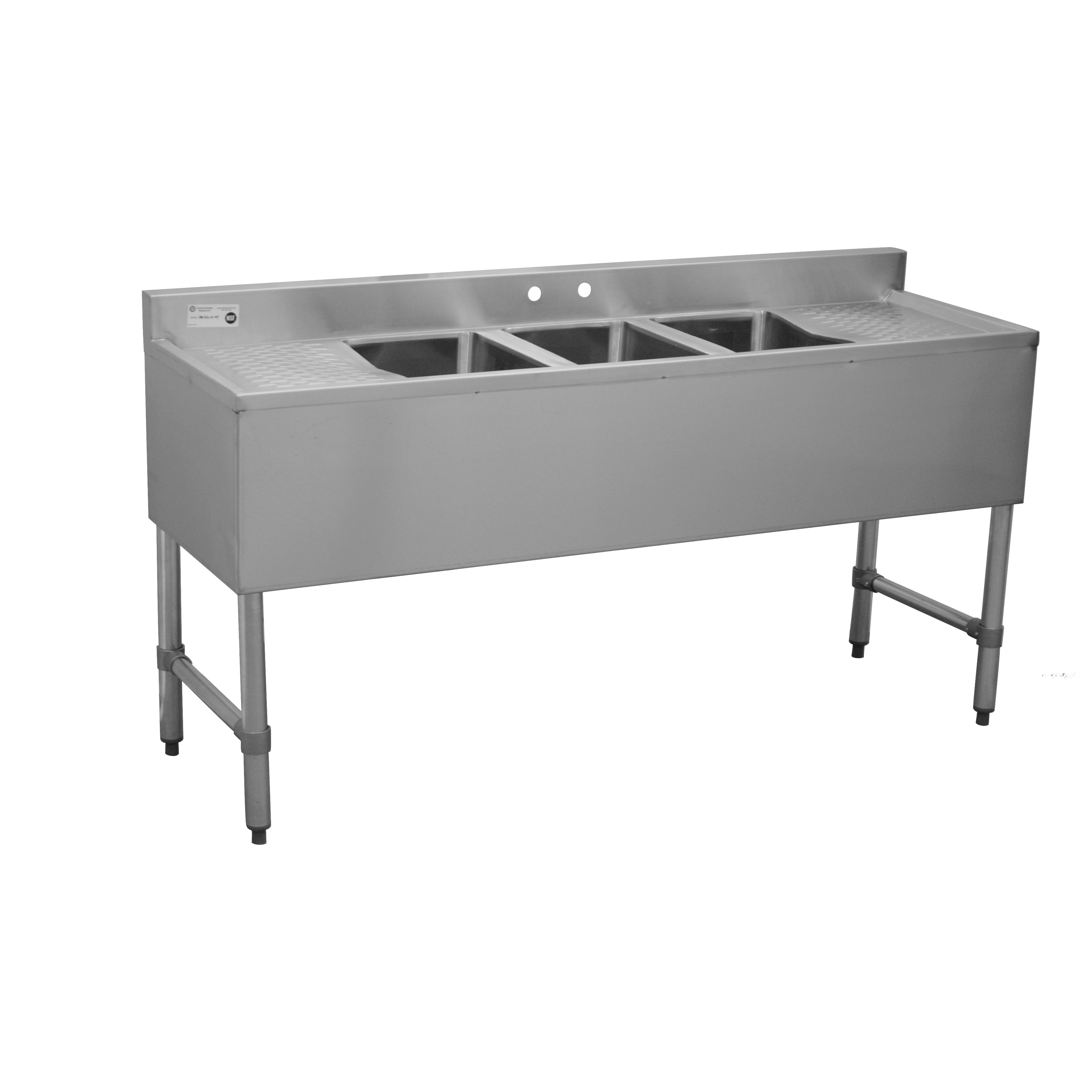 Serv-Ware - Sinks - 72" Bar Sink 4 Bowls - Dimensions: 72" W x 18.75" D x 33" H
