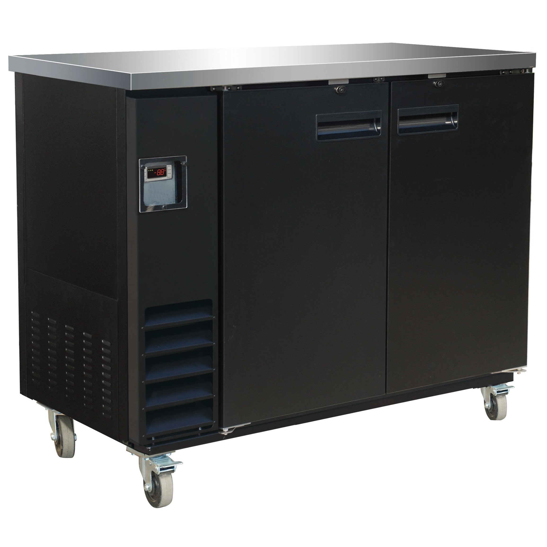 49" Black Show Depth Back Bar Cooler