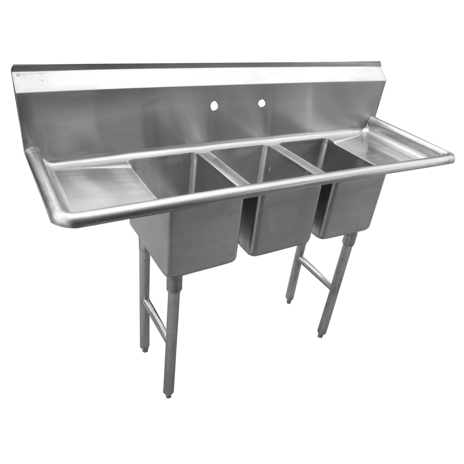 Sinks - 39" Compact 3 Bowl - 39"W x 19.5"D x 45.5"H