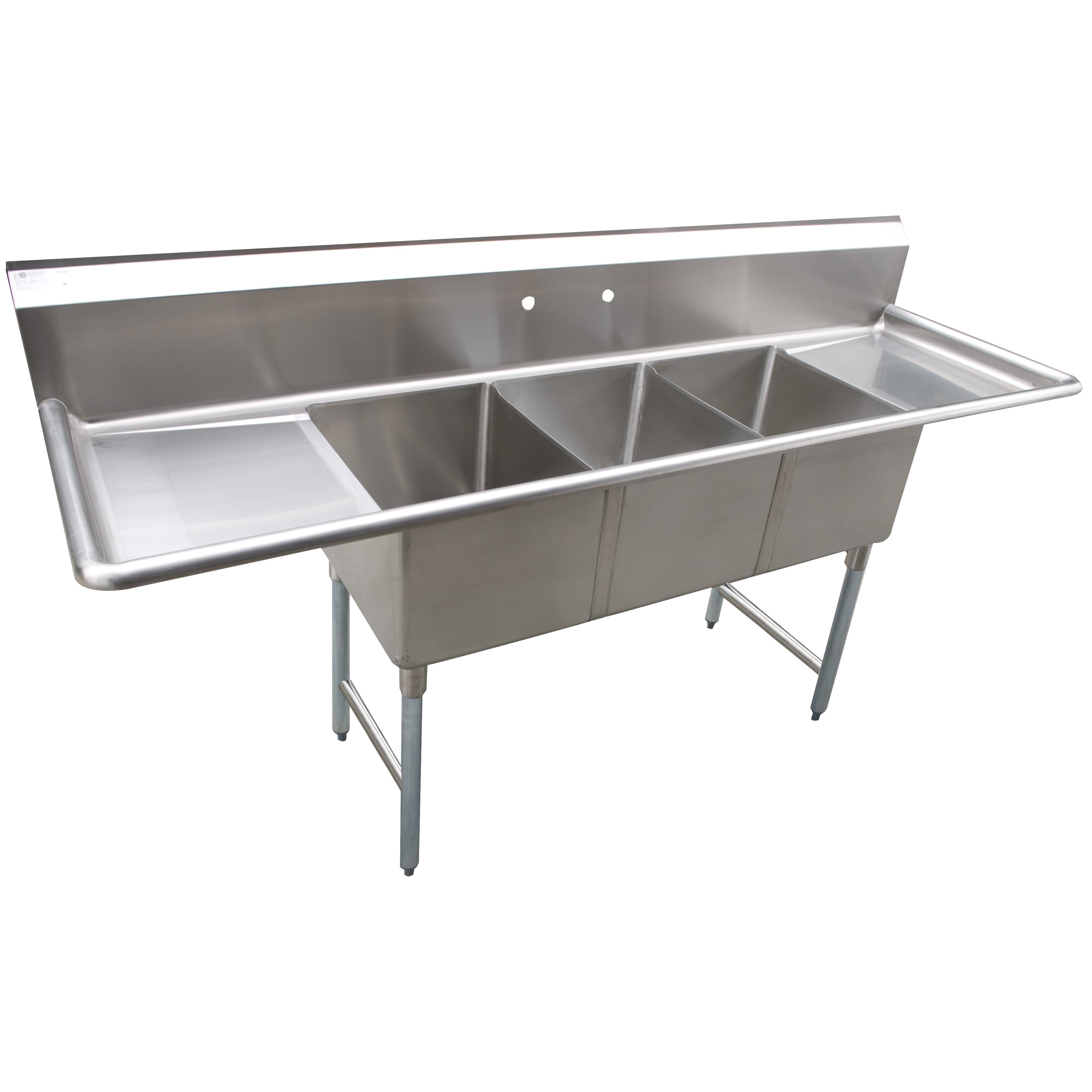 Sinks - 12" Deep Economy Sink 3 Bowl - 90" W x 23.5" D x 45.5" H