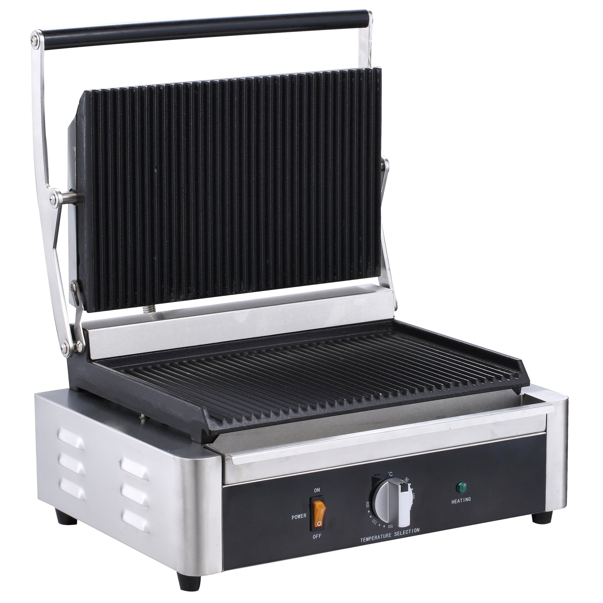 Single Panini Grill - Grooved Top & Bottom