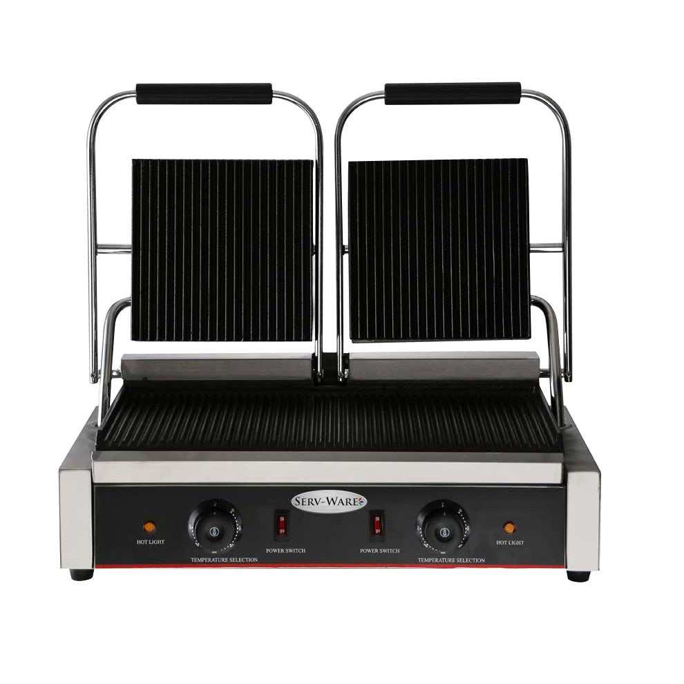 Double Panini Grill - Grooved Top & Bottom