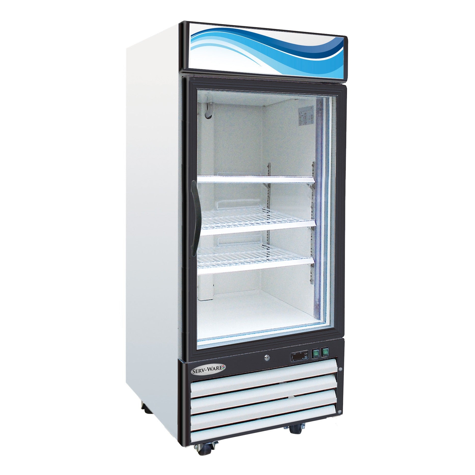 One (1) Glass Door Merchandiser Refrigerator, White Cabinet