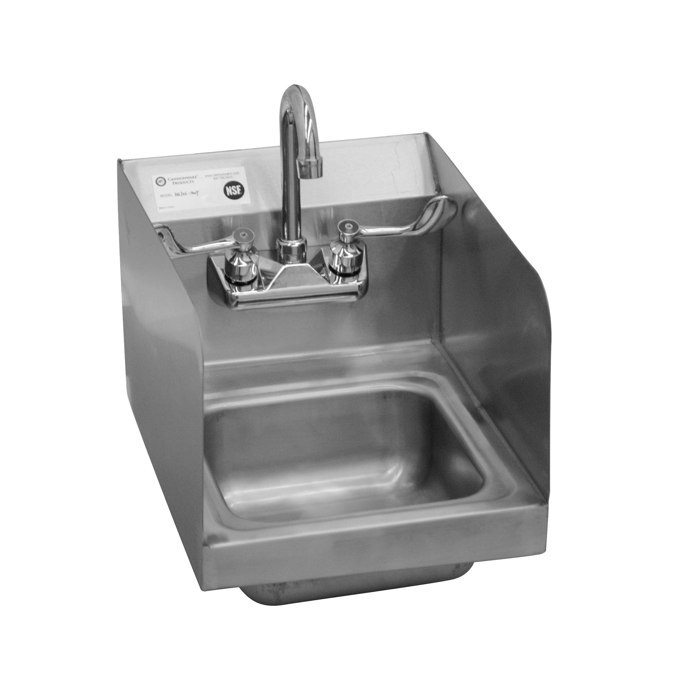 Sinks - S/S Hand Sink with Double Splash Guards - 12" W x 16" D x 12" H - Bowl 9" W x 9" D x 4" H