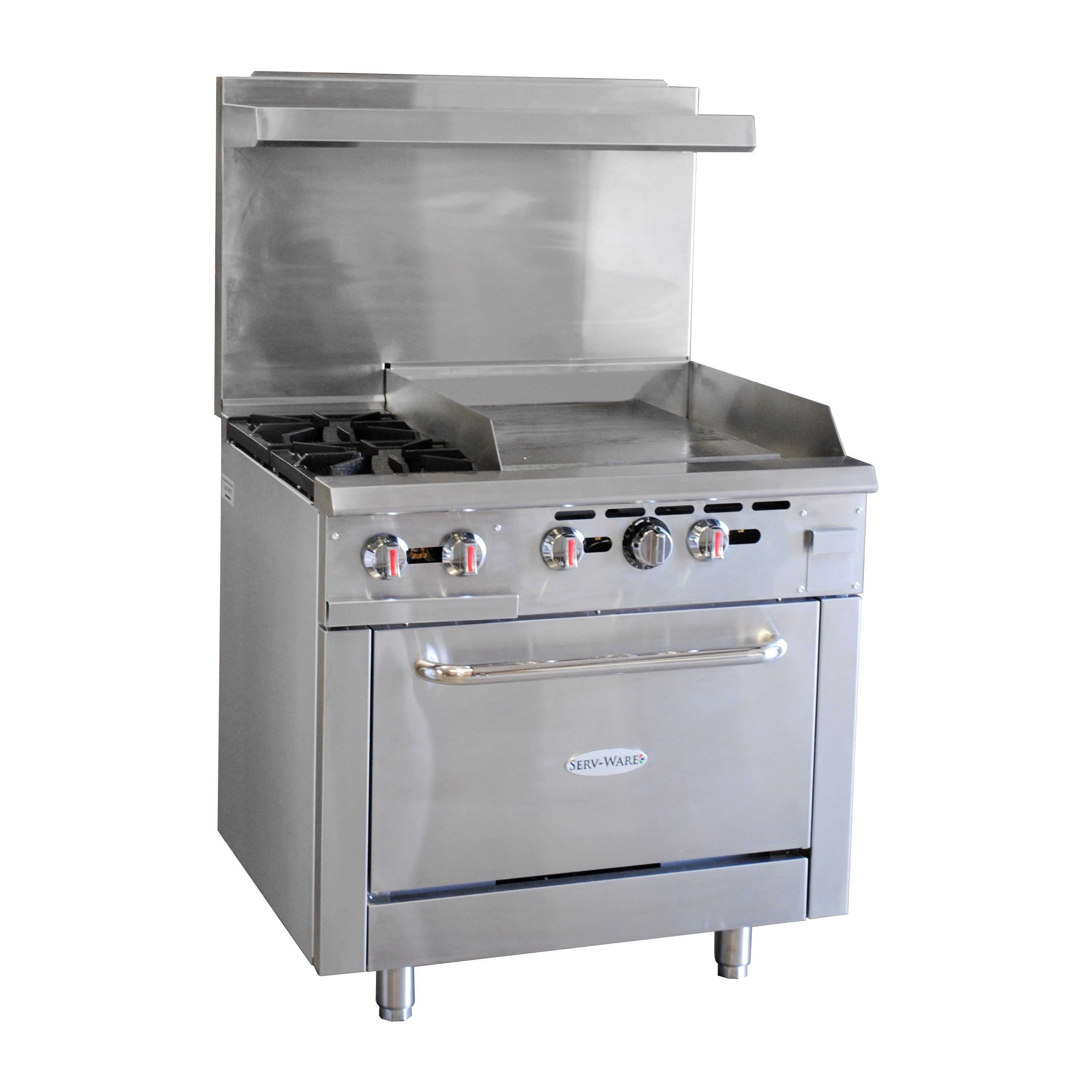 36" Range w/ Two (2) Open Burners & 24" Griddle