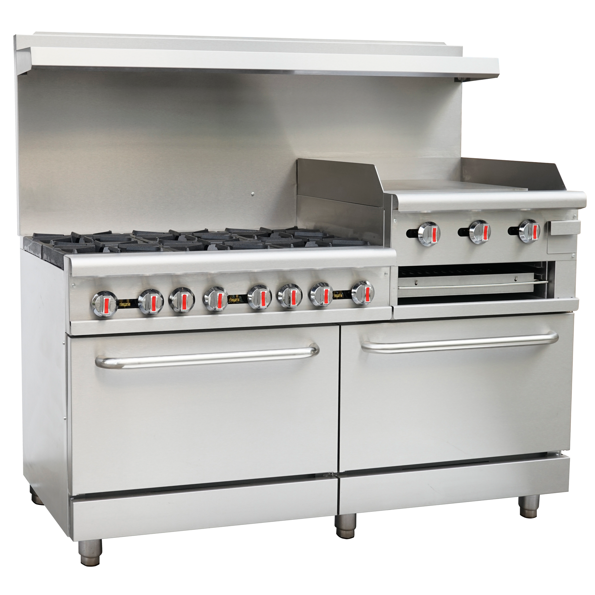 60" Gas Range w/ Six (6) Open Burners & 24" Raised Griddle/Broiler