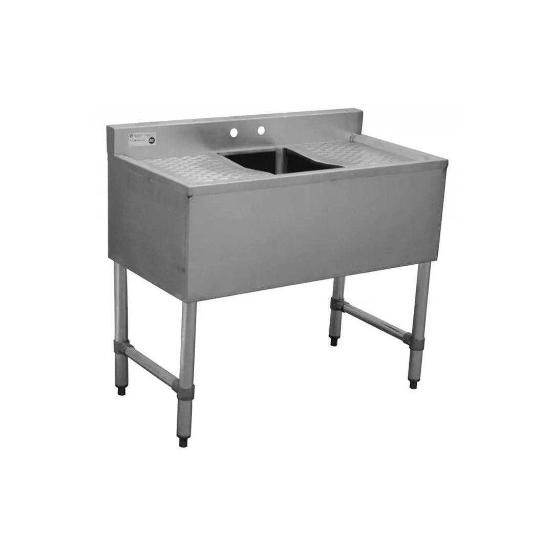 1 Compartment Bar Sink w/ (2) 12" Drainboard, 10" x 14" x 10"D Bowl